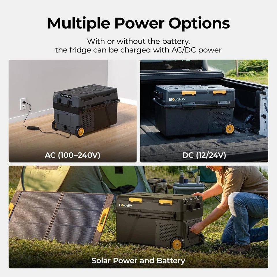 BougeRV CRD2 V2.0 40L Car Fridge Dual Zone 12V Compressor Freezer with Wheels &amp; Telescopic Handle 35dB IPX4 12V/24V 230V App Control Portable Refrigerator for Camping RV Campervan -20℃~20℃ (2026 New)