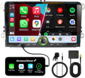 2 DIN Car Stereo for Volkswagen, Skoda, SEAT, Wireless CarPlay &amp; Android Auto 9" Touchscreen, 4GB RAM 64GB ROM, Bluetooth 5GHz WiFi DAB+ FM AUX GPS