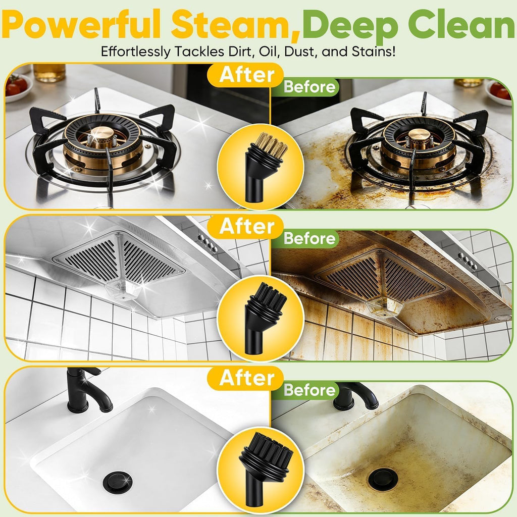 2500W Handheld Steam Cleaner with 3 Steam Levels,1.6L Water Tank,15s Heat-Up Portable Multi-Purpose Steamer with Safety Lock and 13 Accessories for Home,Sofa,Car,Floor