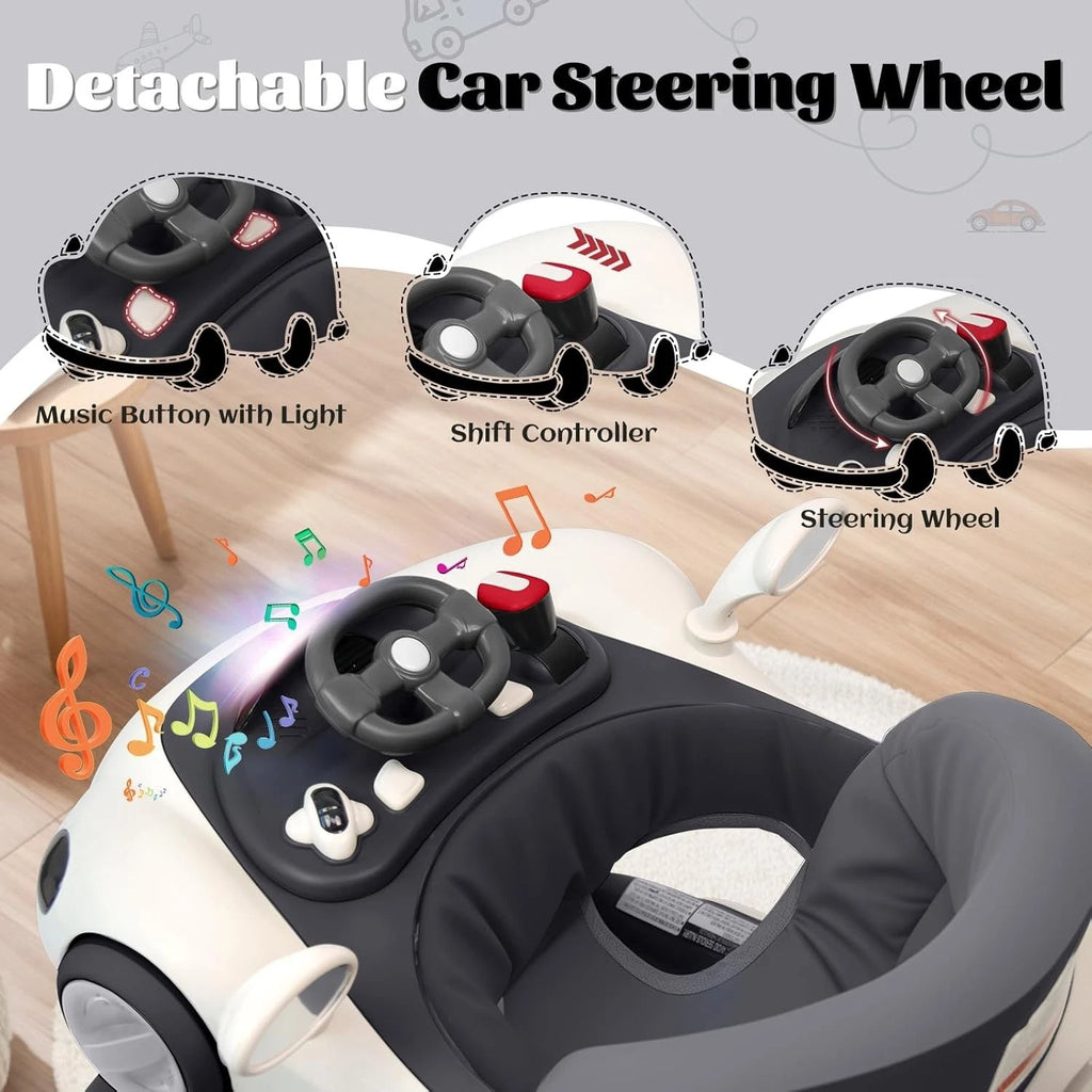 4 in 1 Baby Walker, Foldable Baby Walkers with Wheels and Bouncer Combo Portable