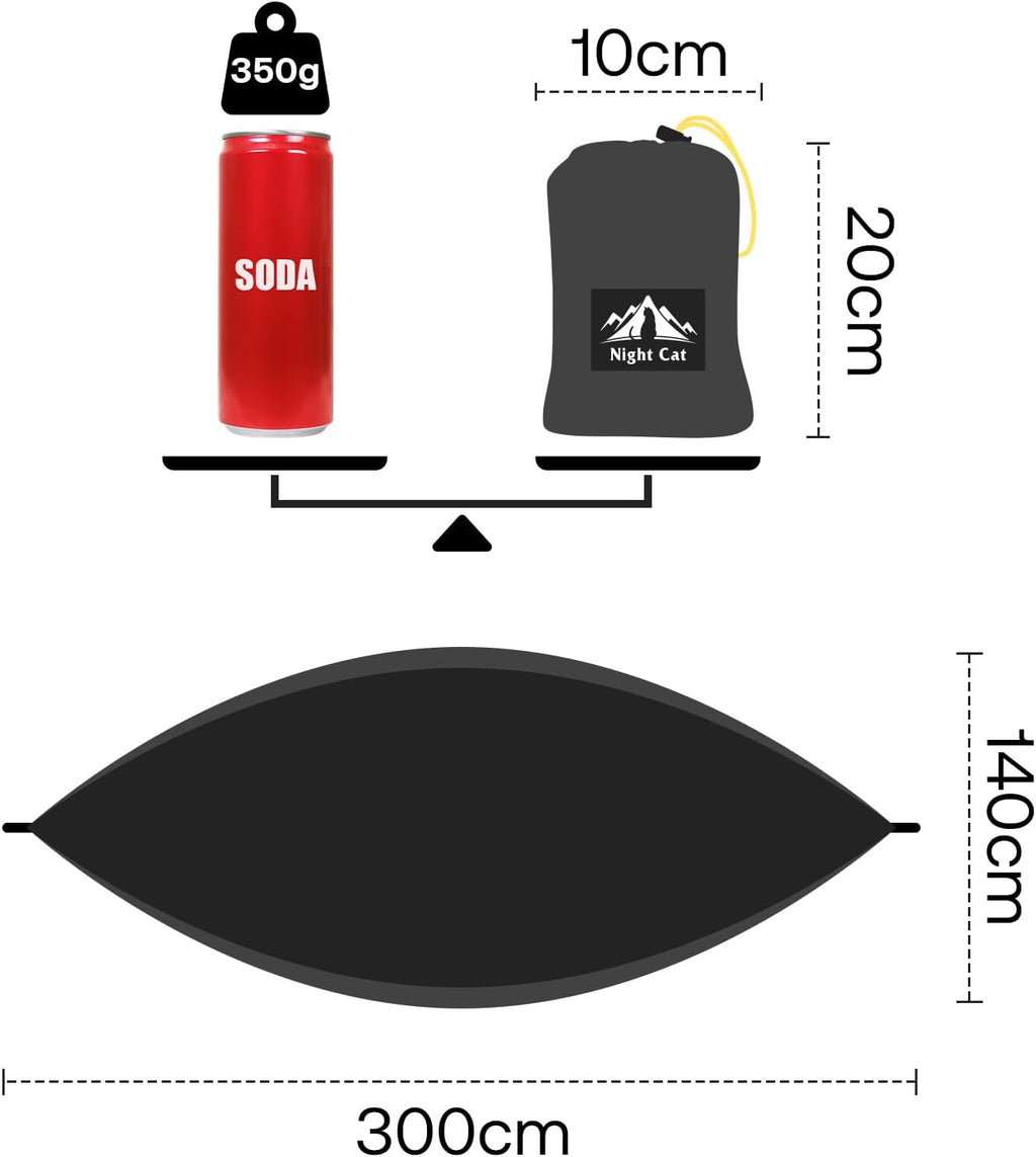 Night Cat Camping Hammock for 1 Person: Ultralight Portable Hammock for Travel Wild Outdoor