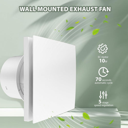 150mm Bathroom Room Exhaust Fan with Reversible Remote Control for Kitchen, Attic, Basement Wall Mount Home Ventilation Fan, 10W EC Motor, White