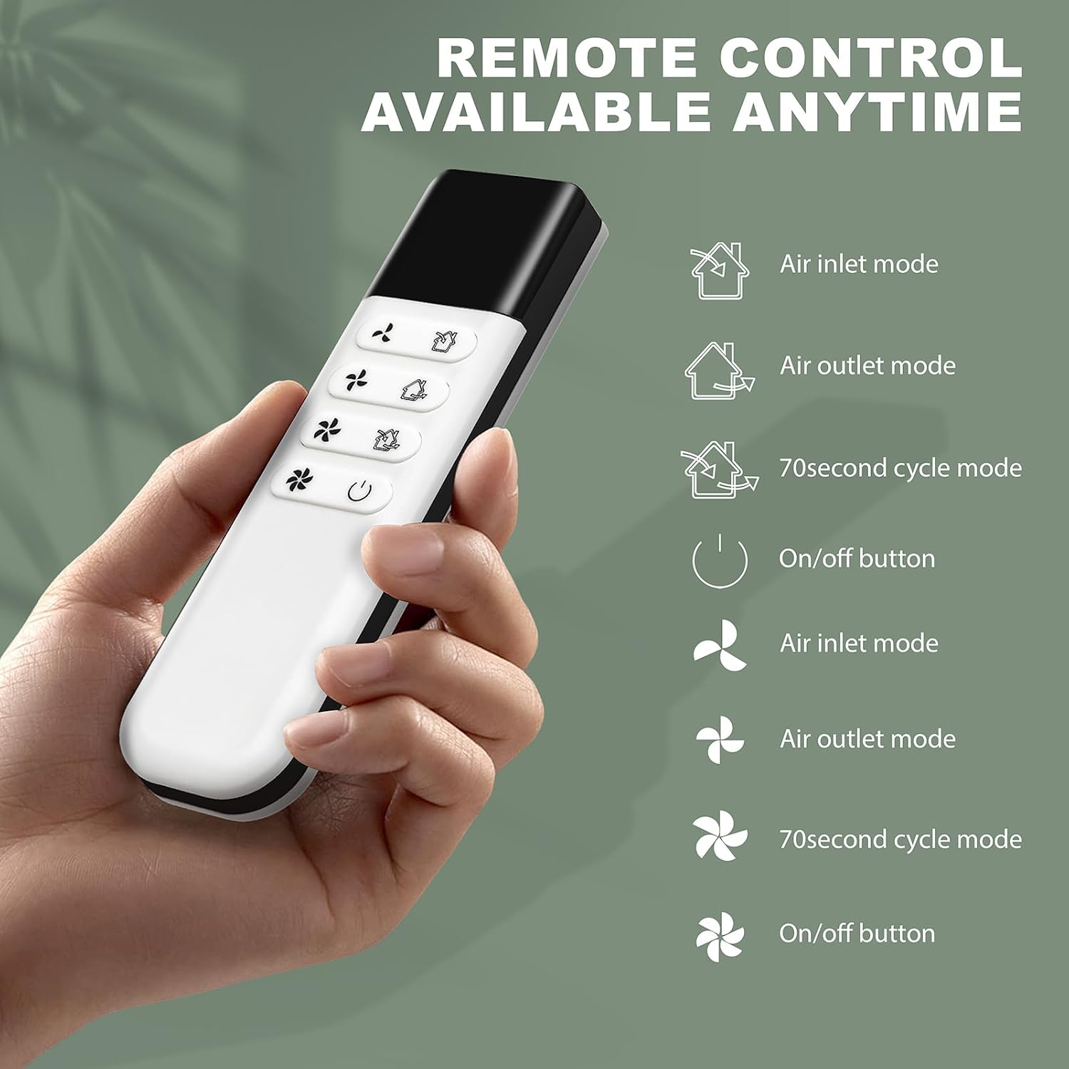 150mm Bathroom Room Exhaust Fan with Reversible Remote Control for Kitchen, Attic, Basement Wall Mount Home Ventilation Fan, 10W EC Motor, White