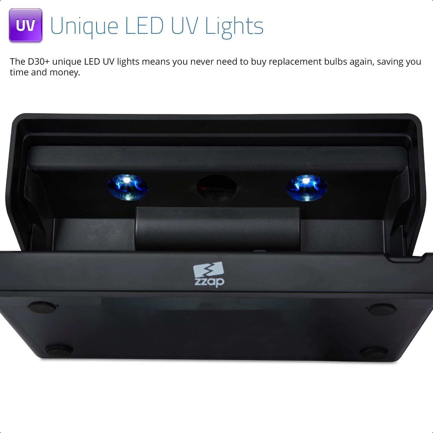 ZZap D30+ - Counterfeit Banknote Detector - LED Ultraviolet Light, Watermark &amp; Metallic Thread Detection, Battery Or Mains Powered - Money Checker Machine