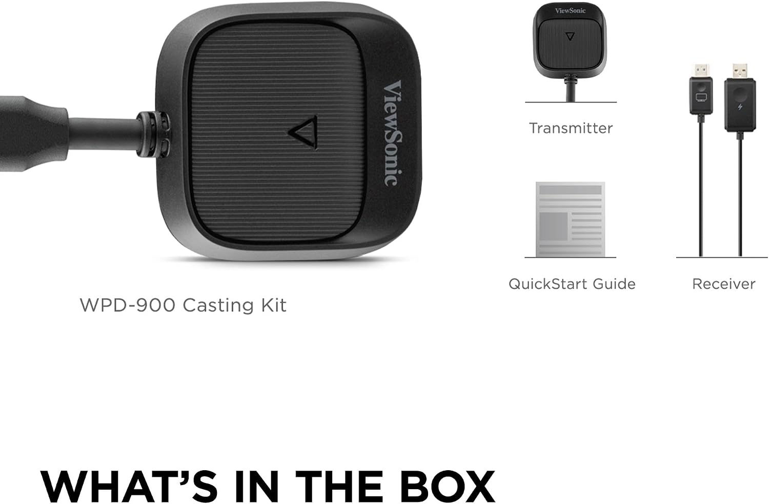ViewSonic WPD-900 Wireless Screen Casting Kit, 1080p FHD Screen Sharing, USB-C Charging, Miracast &amp; AirPlay Support for Business &amp; Education