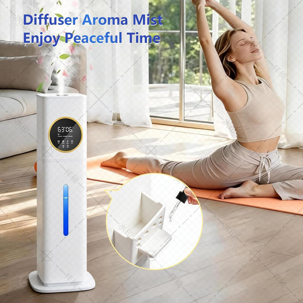 8L Humidifier - 40H Runtime for Large Room, Top Fill Cool Mist with Remote Control &amp; LED Display Auto Shut-Off, Essential Oil &amp; UV Sterilization, 360° Nozzle, Quiet for Bedroom (White)