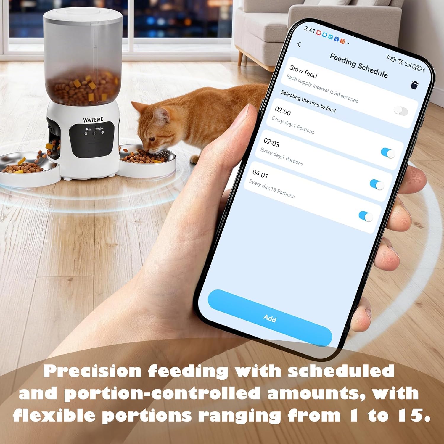 Dual-Lens Automatic Cat Feeder with Camera for 2 Cats, 6L1080P HD Video Pet Food Dispenser with Dual Bowls, AI Motion Detection &amp; 2-Way Audio, App Control Timed Feeder for Multi-Cat Household