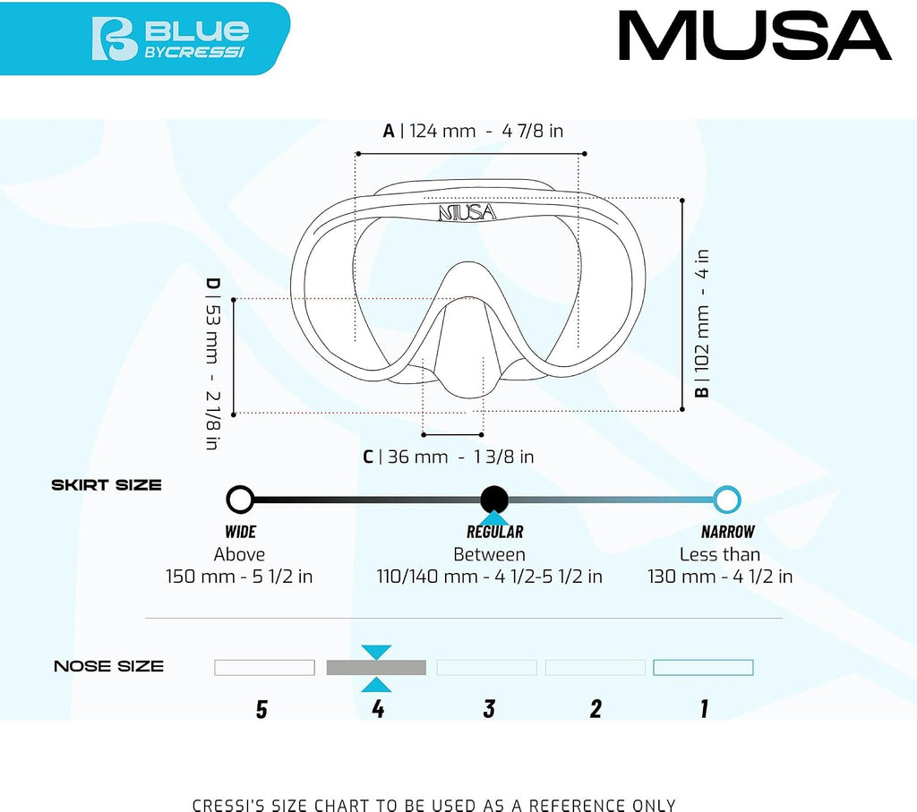 CRESSI since 1946 - Musa Frameless Diving Mask for Adults - Wide Vision Single Lens - Low Internal Volume - Pure Soft Silicone - One Size - Designed in Italy