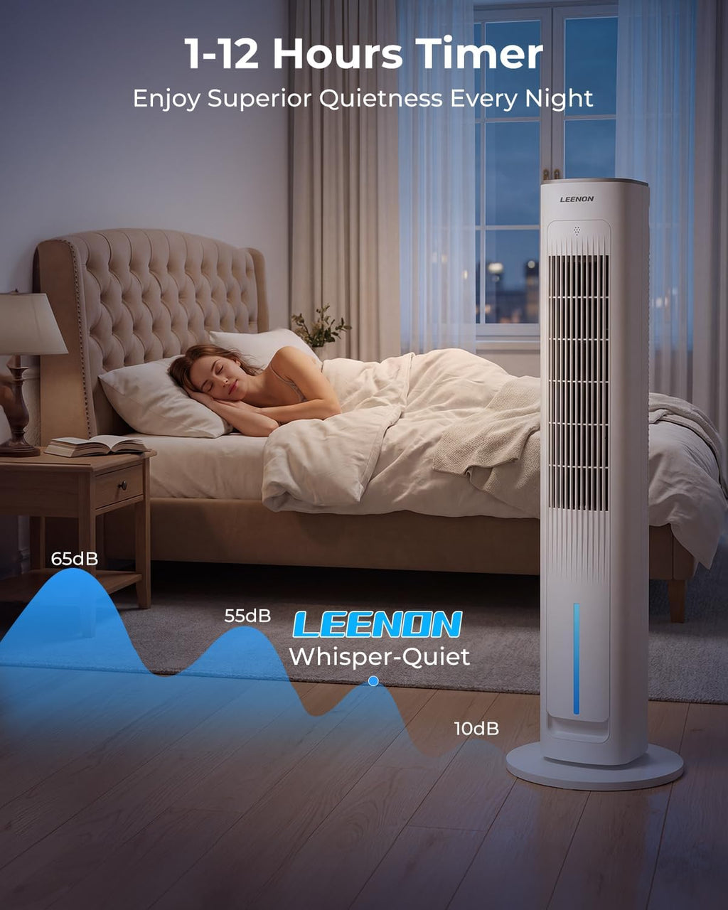 LEENON 3in1 Evaporative Air Cooler, 38" Tower Fan with Remote, 3L Water Tank Quiet Portable Cooling Fan, 3 Speeds &amp; 3 Modes, 12H Timer, Auto Oscillating Air Cooler for Home &amp; Office, Grey
