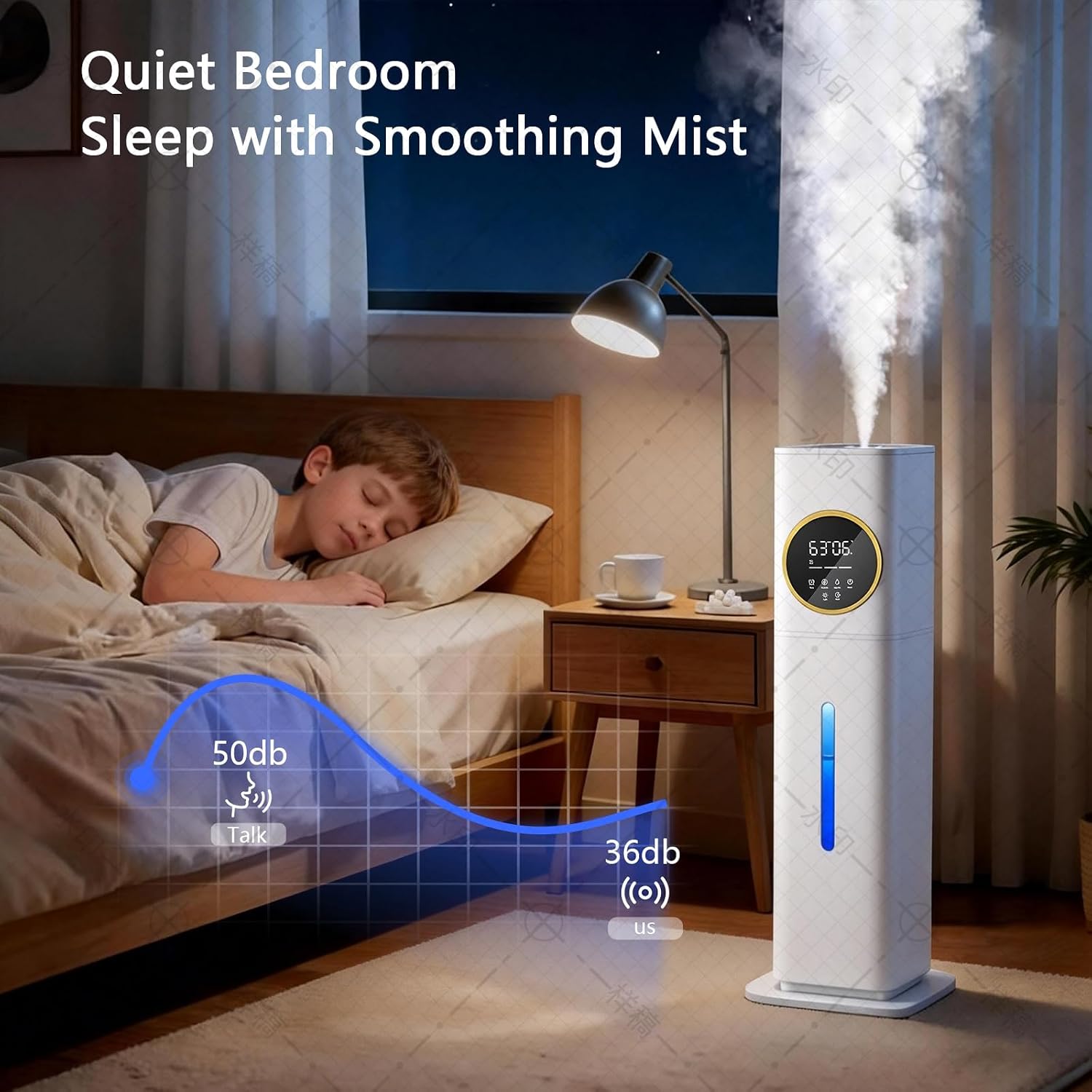 8L Humidifier - 40H Runtime for Large Room, Top Fill Cool Mist with Remote Control &amp; LED Display Auto Shut-Off, Essential Oil &amp; UV Sterilization, 360° Nozzle, Quiet for Bedroom (White)