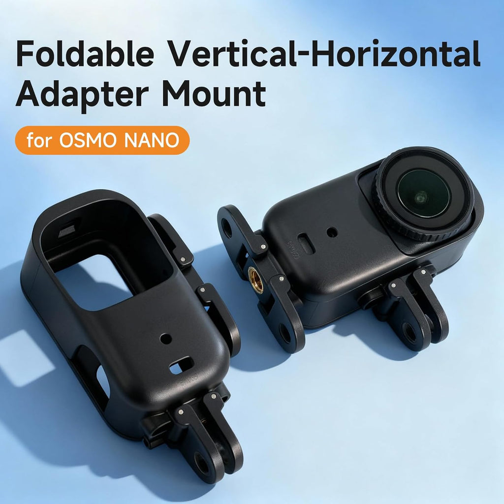 Foldable Vertical-Horizontal Mount Adapter for DJI Osmo Nano, Quick Release Adapter Protective Frame Extension Bracket Support Holder with 1/4" Screw Holes Mounting