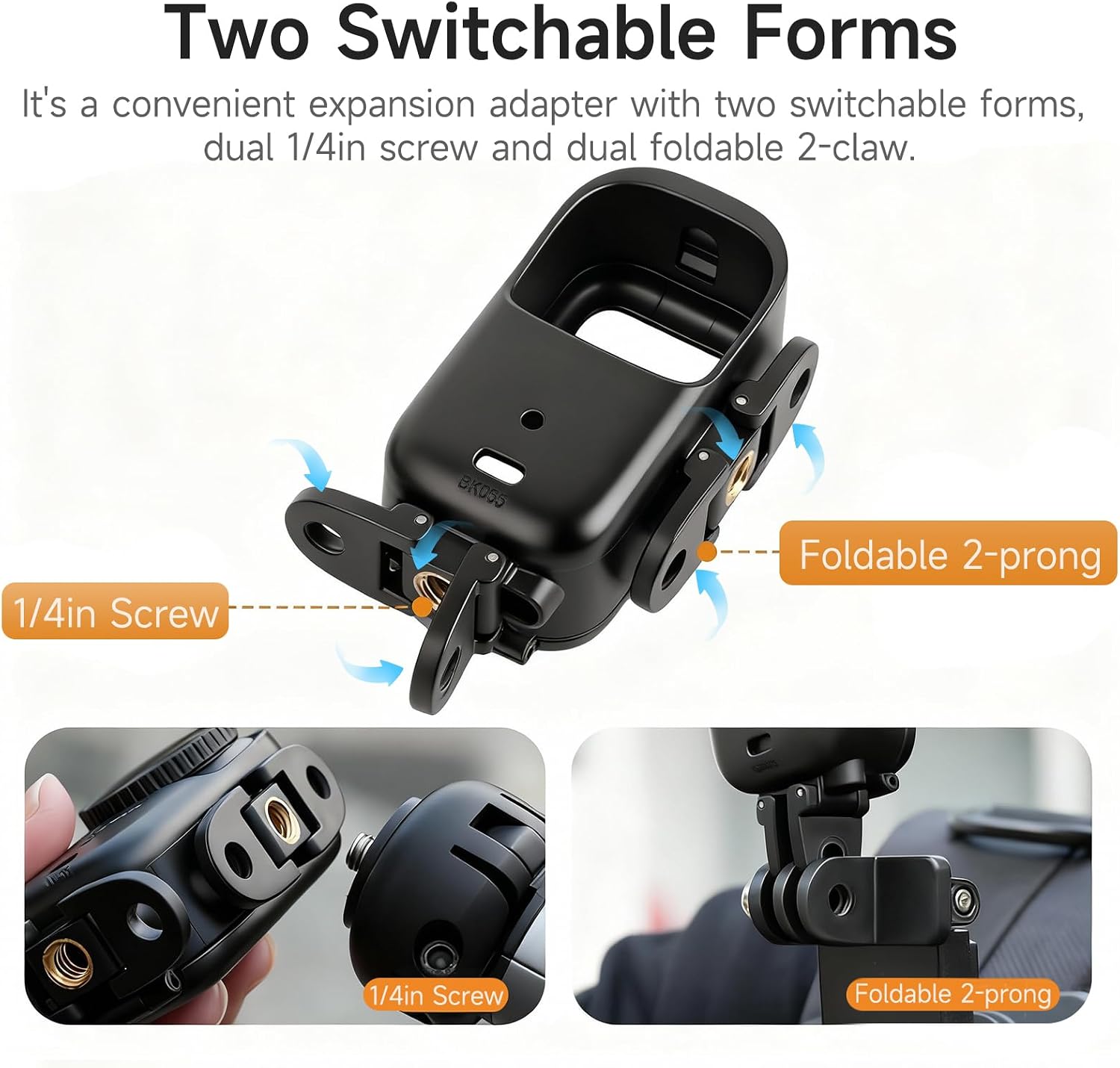Foldable Vertical-Horizontal Mount Adapter for DJI Osmo Nano, Quick Release Adapter Protective Frame Extension Bracket Support Holder with 1/4" Screw Holes Mounting