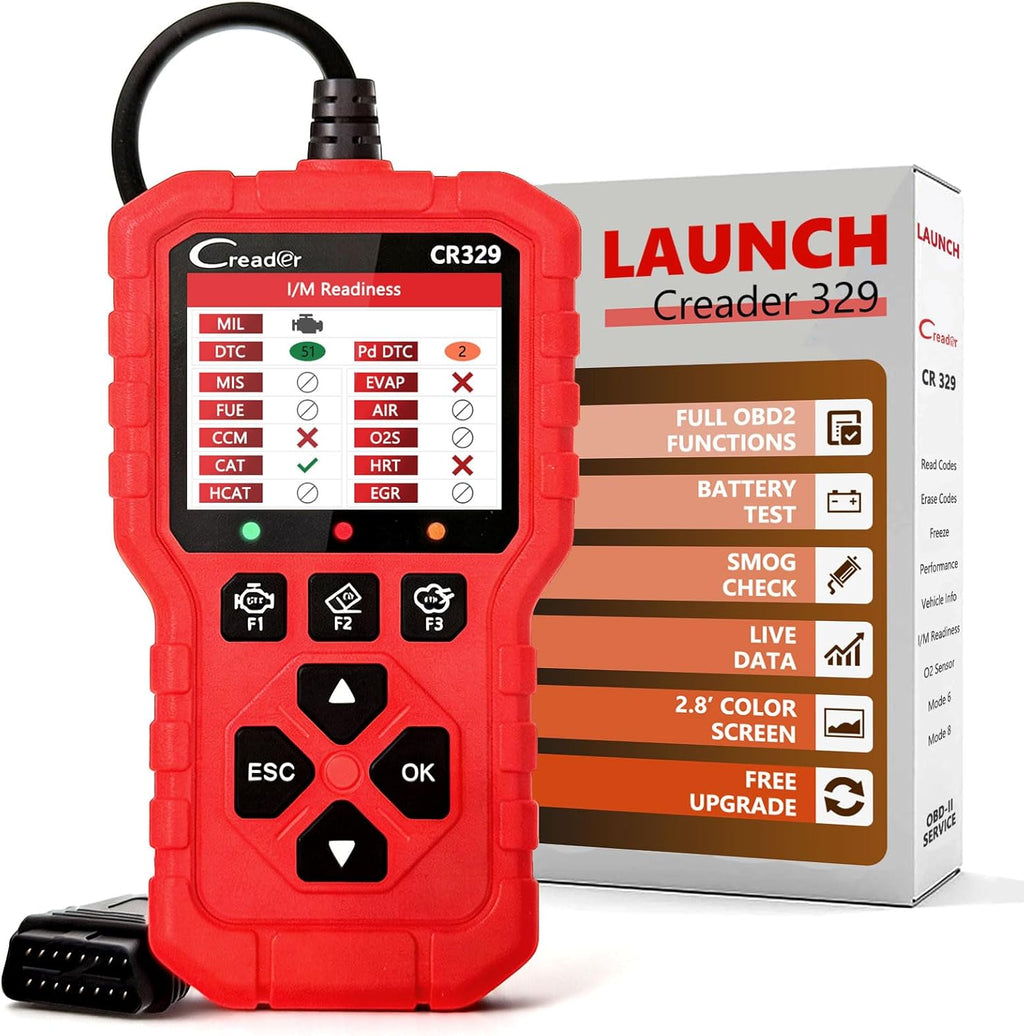 LAUNCH Creader 329 OBD2 Scanner Full OBD-II Functions Engine Fault Code Reader with 2.8" Color Display, Multi-Language, Plug &amp; Play for All OBDII Protocol Vehicles