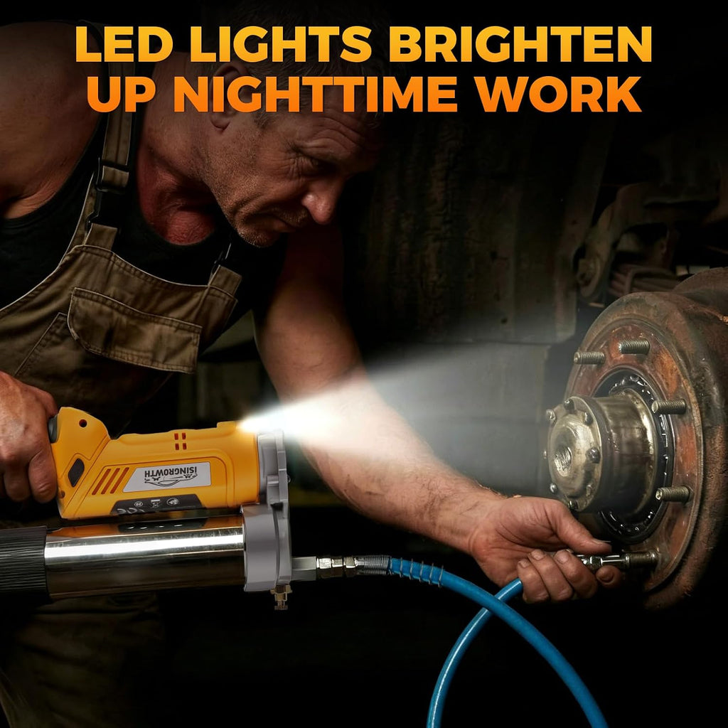 Cordless Electric Grease Gun 12000 PSI, 2-in-1 Dual Grip Grease Gun Kit with 2×4000mAh Batteries &amp; LED Light for Tractor, Truck, Construction, Farm, Mechanic, Trucker Maintenance