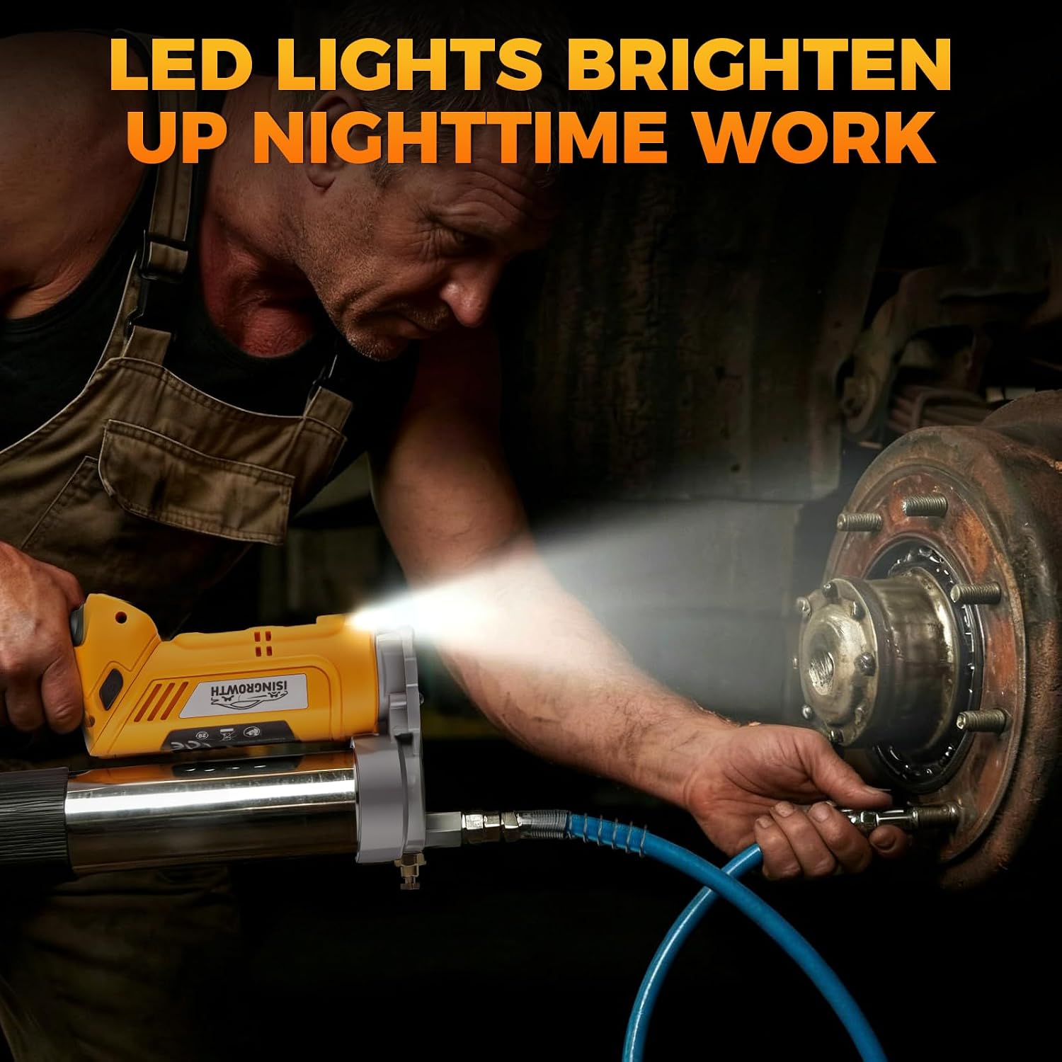 Cordless Electric Grease Gun 12000 PSI, 2-in-1 Dual Grip Grease Gun Kit with 2×4000mAh Batteries &amp; LED Light for Tractor, Truck, Construction, Farm, Mechanic, Trucker Maintenance