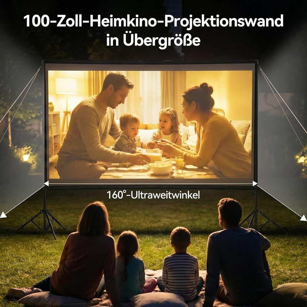 Projector Screen with Stand 100 inches, Portable Projector Screen 4K HD 16:9, Indoor Outdoor Projection Lightweight and Compact with Carrying Bag for Theatre, Home Cinema, Camping