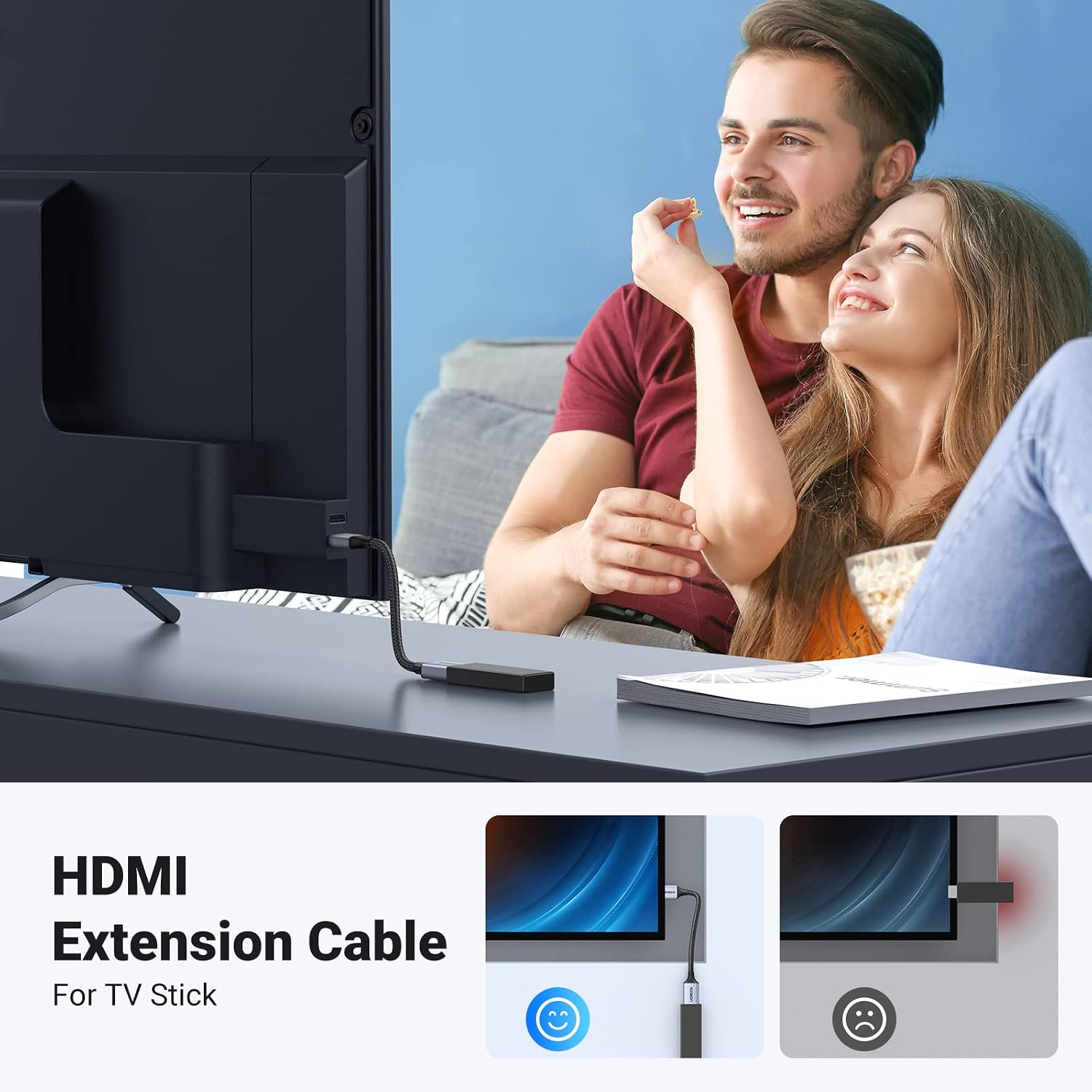 UGREEN HDMI 2.1 Extender 8K@60Hz 4K@240/144/120Hz Extension Cable eARC,2M | Male to Female Adapter,Dolby Atmos/Vision,HDR,48Gbps High Speed,VRR,HDCP 2.3,For TV Stick Streaming Device PS5 Xbox PC Laptop
