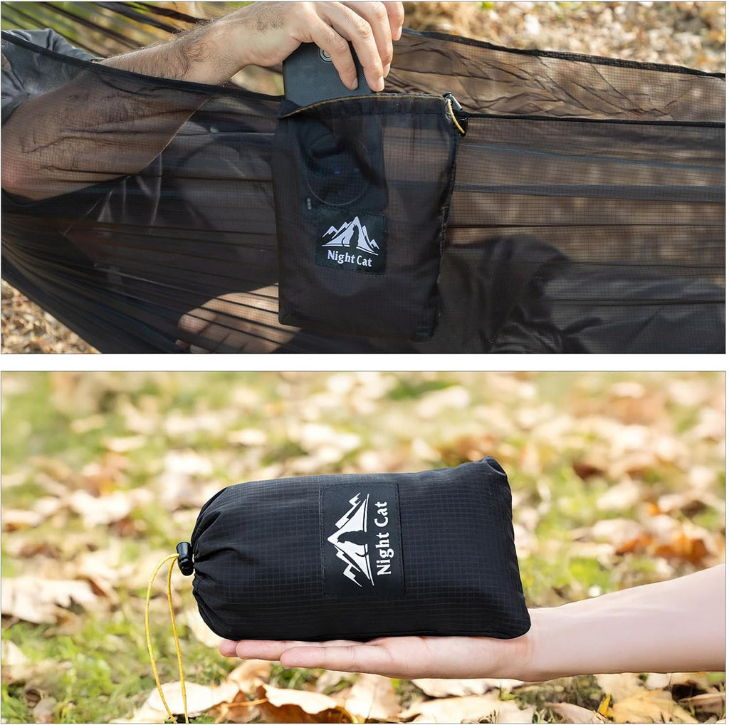 Night Cat Camping Hammock for 1 Person: Ultralight Portable Hammock for Travel Wild Outdoor