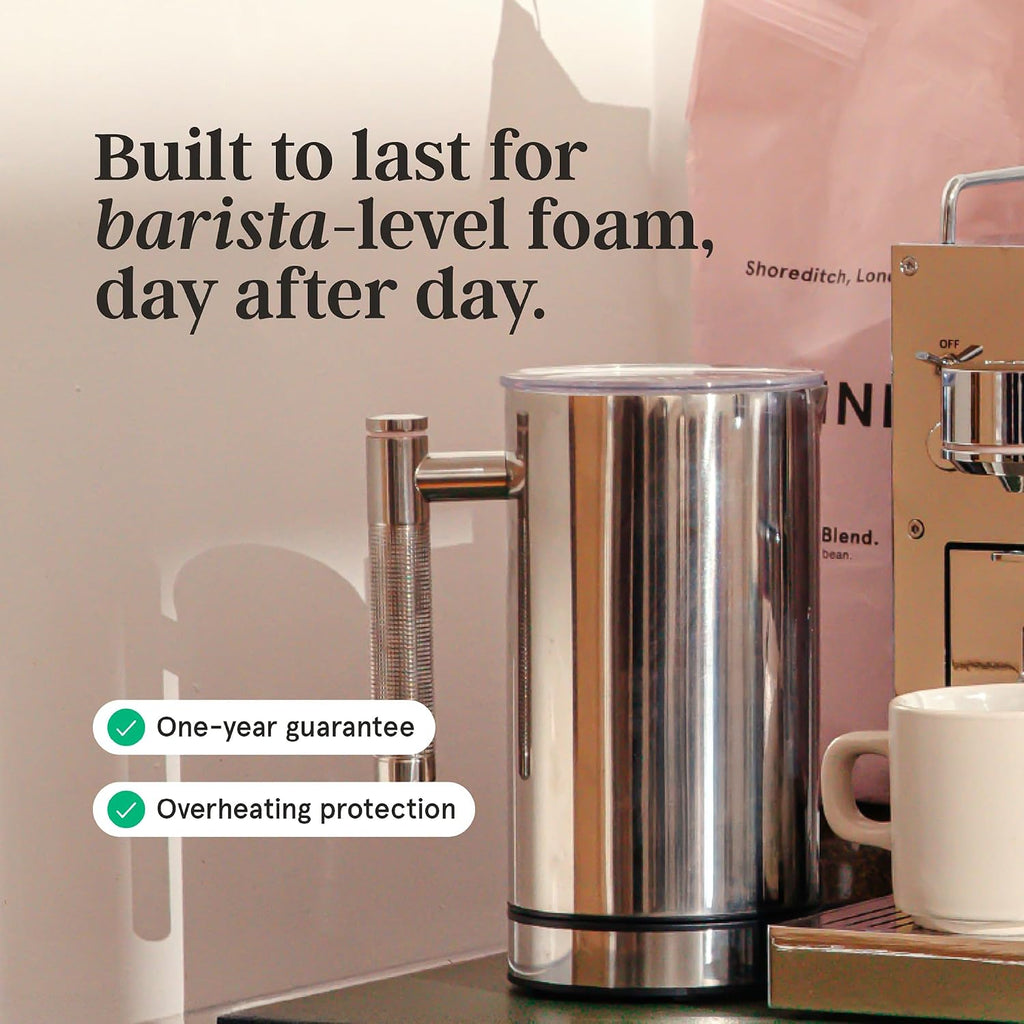 Grind Two Milk Frother – 3-in-1 for Hot and Cold Beverages – Barista Quality – Suitable for Latte, Flat White, Hot Chocolate, Cappuccino – 1 Year Warranty