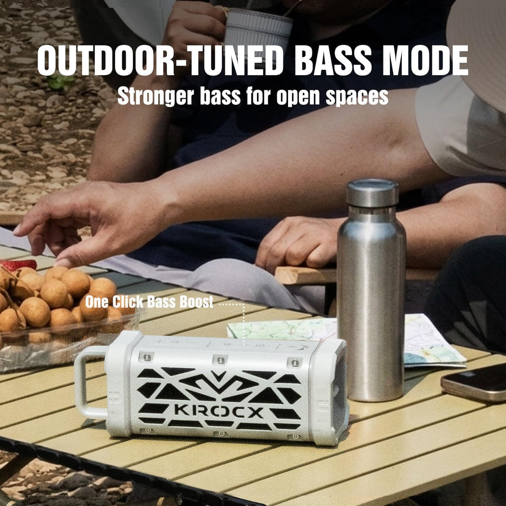 TRAVOR Magnetic Bluetooth Speaker, 45W Rugged All-Aluminum Build Portable Outdoor Speaker, Deep Bass, IP68 Waterproof, TWS Wireless Speaker for Golf Cart, Camping, Beach (Cloud Dancer Metallic)