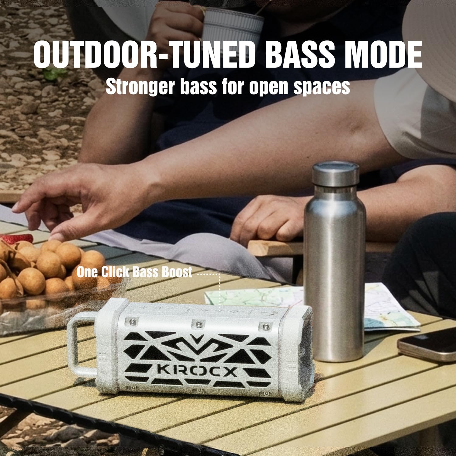 TRAVOR Magnetic Bluetooth Speaker, 45W Rugged All-Aluminum Build Portable Outdoor Speaker, Deep Bass, IP68 Waterproof, TWS Wireless Speaker for Golf Cart, Camping, Beach (Cloud Dancer Metallic)