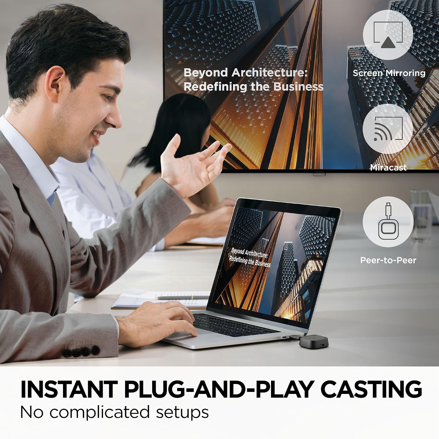ViewSonic WPD-900 Wireless Screen Casting Kit, 1080p FHD Screen Sharing, USB-C Charging, Miracast &amp; AirPlay Support for Business &amp; Education