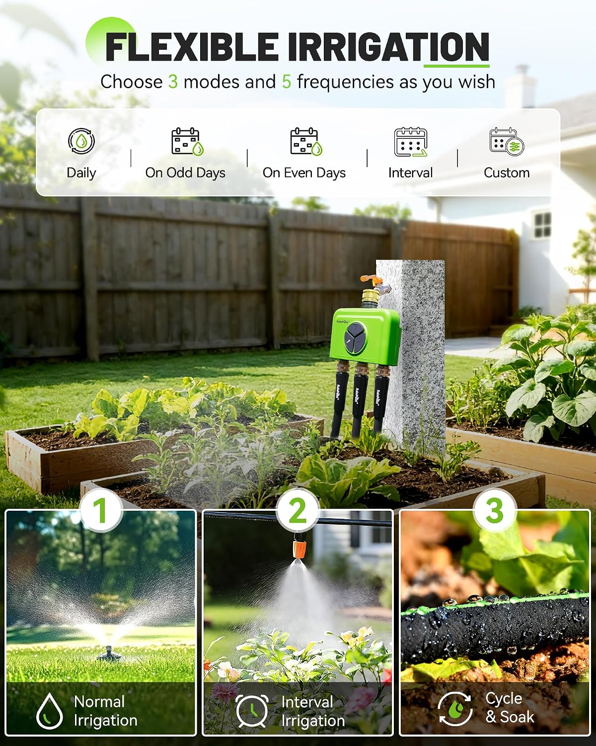 RAINPOINT Smart WiFi Water Timer 3 Zone with Hub, Wireless Garden Irrigation Controller with Brass Inlet, App &amp; Voice Control, Automatic Rain Delay Sprinkler System for Lawn and Plants