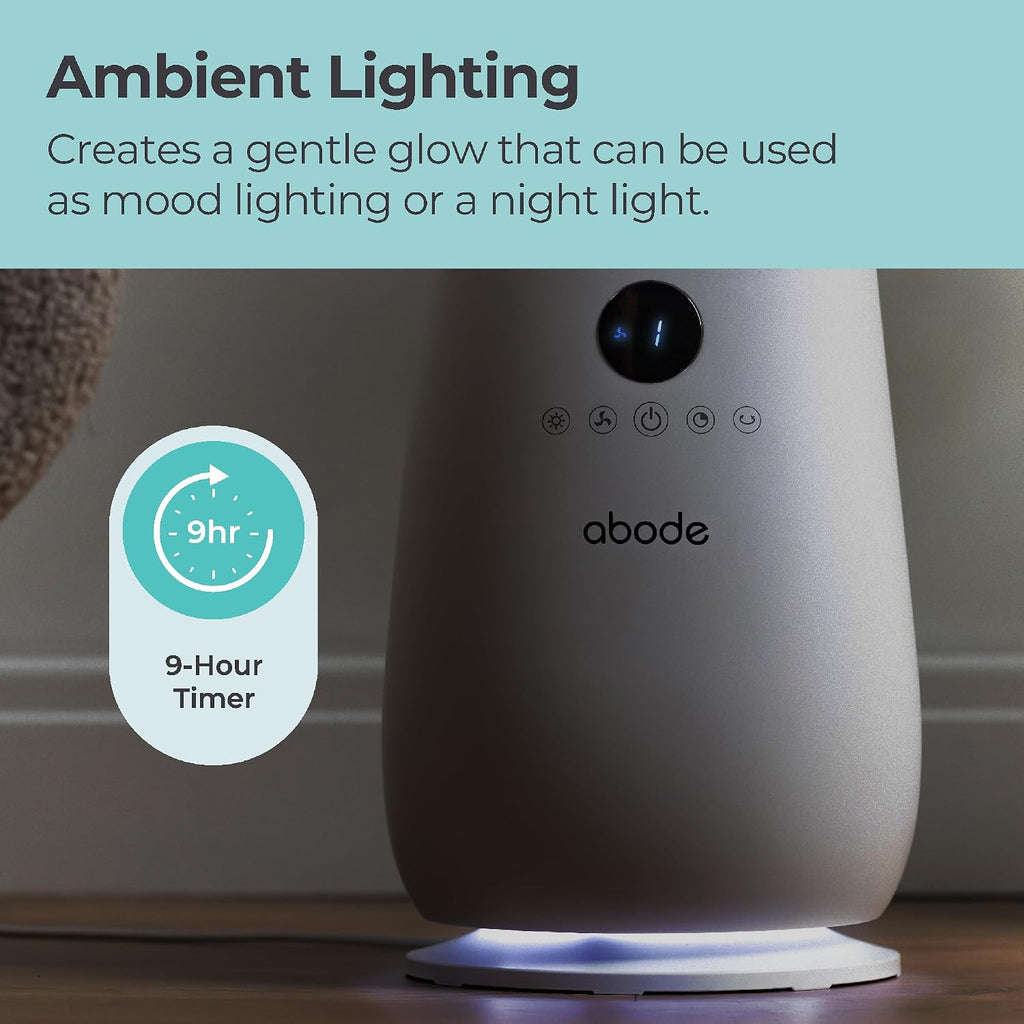 Abode Bladeless Cooling Fan in White with 4 Speed Settings, Touch Controlled Buttons, LED Display with Remote, 75° Oscillation Function, 1.8m Power Cord & 9 Hour Timer ABLDL2001
