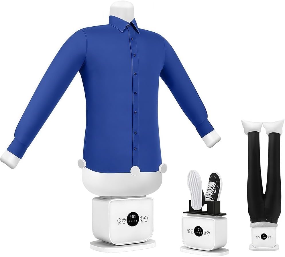 Automatic Shirt Ironing Machine for Clothes | Inflatable, Shirt &amp; Trouser Attachments, Hands-Free Hot Air, Clothes Dryer and Wrinkle Reducer