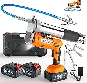 Cordless Electric Grease Gun 12000 PSI, 2-in-1 Dual Grip Grease Gun Kit with 2×4000mAh Batteries &amp; LED Light for Tractor, Truck, Construction, Farm, Mechanic, Trucker Maintenance