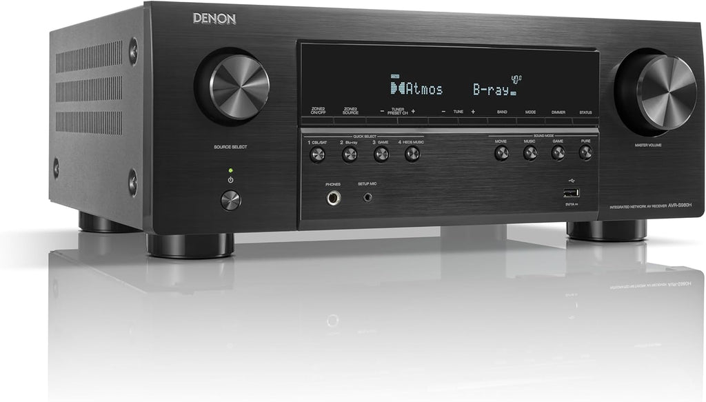 Denon AVR-S980H 7.2 Channel AV Receiver – 90W, Dolby Atmos & DTS:X, 8K/60 & 4K/120 HDMI, HEOS Multiroom, Wi-Fi, Bluetooth, AirPlay 2, Gaming Ready (VRR/ALLM), Home Cinema Amplifier