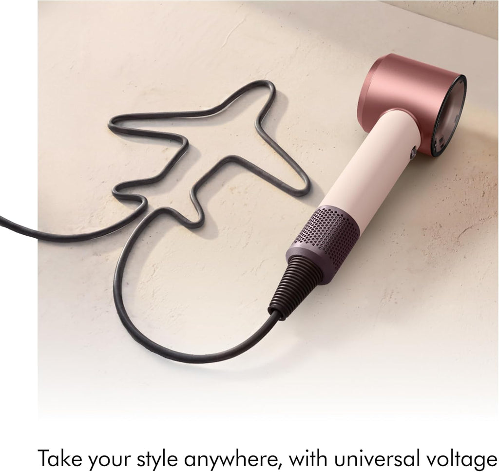 Dyson Supersonic Travel™ Hair Dryer – Compact & Lightweight, Fast Drying, 1220W, Universal Voltage, Intelligent Heat Control, Compatible with Supersonic Attachments, Ceramic Pink/Rose Gold