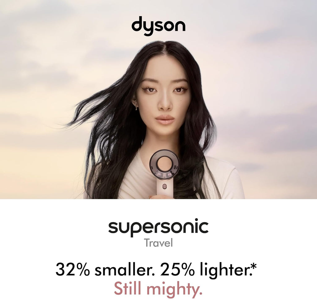 Dyson Supersonic Travel™ Hair Dryer – Compact & Lightweight, Fast Drying, 1220W, Universal Voltage, Intelligent Heat Control, Compatible with Supersonic Attachments, Ceramic Pink/Rose Gold