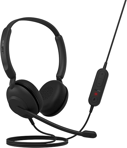 Jabra Evolve 10 Wired Headset with Noise-Cancelling Microphone for PC/Laptop Use – Easy USB-A Setup - TCO Certified – Lightweight Design - Inline Call/Volume Controls for Online Meetings - Black