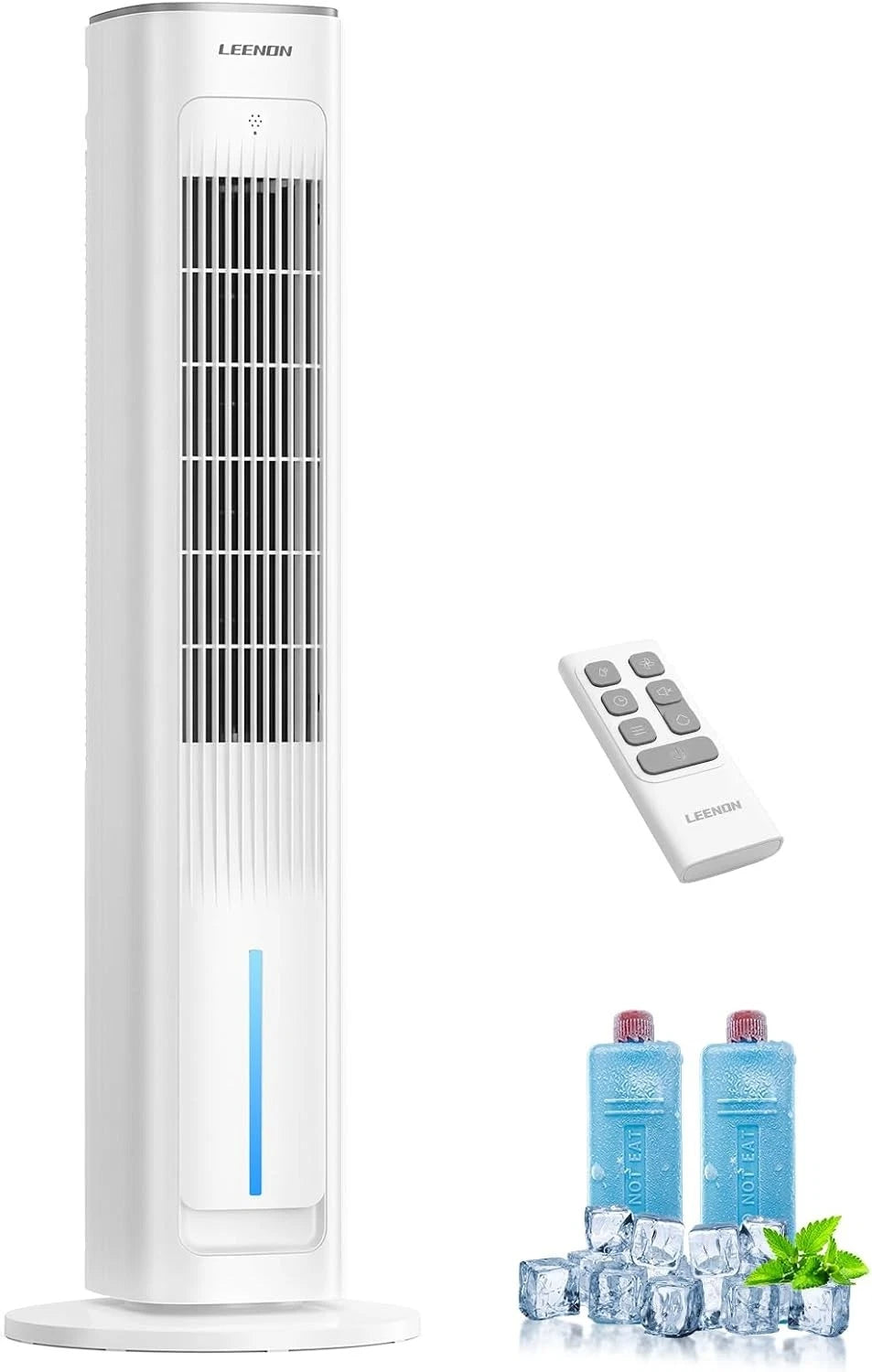 LEENON 3in1 Evaporative Air Cooler, 38" Tower Fan with Remote, 3L Water Tank Quiet Portable Cooling Fan, 3 Speeds &amp; 3 Modes, 12H Timer, Auto Oscillating Air Cooler for Home &amp; Office, Grey