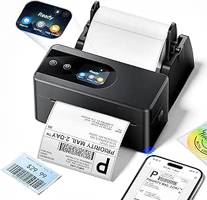 Phomemo PM64D Thermal Label Printer Upgraded with Touchable Screen, 4x6 Bluetooth Shipping Label Printer, Suitable for Postage, Address and Barcode, Compatible with Amazon, Vinted, Royal Mail