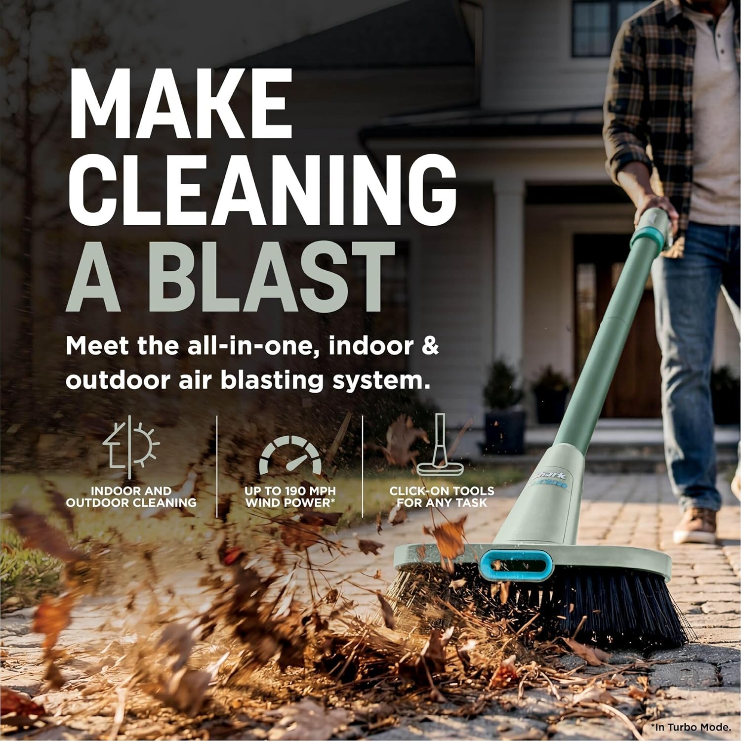 Shark BlastBoss All-in-One Cordless Air Blasting System With BlastBroom - Sage AB2111UKGN