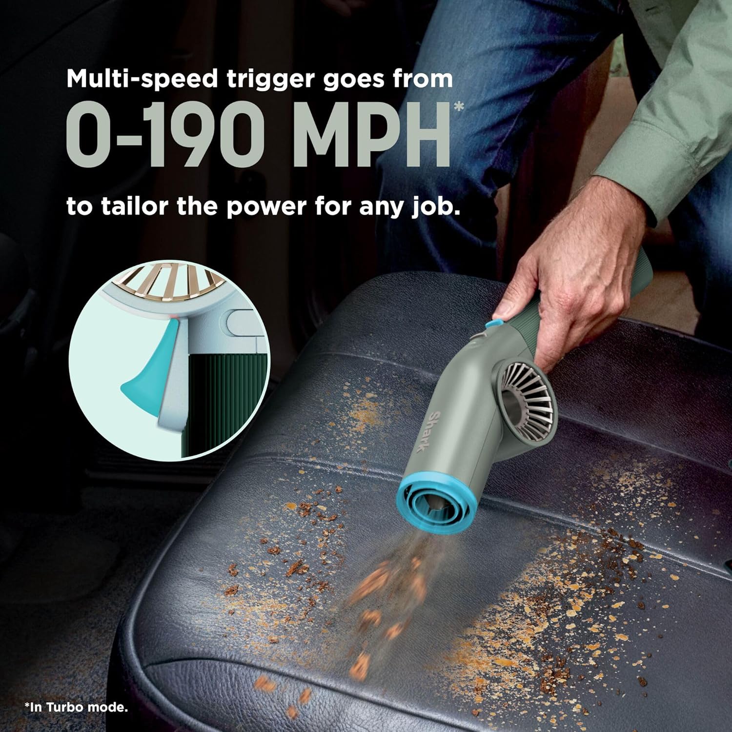 Shark BlastBoss All-in-One Cordless Air Blasting System With BlastBroom - Sage AB2111UKGN