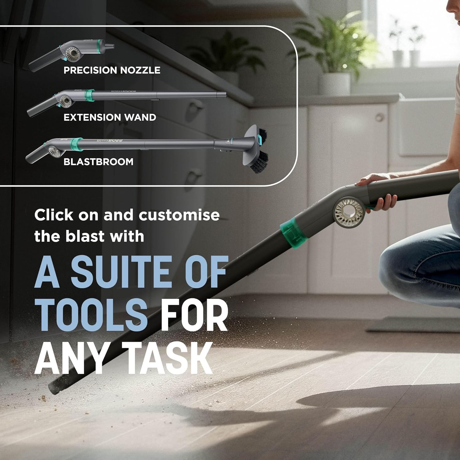 Shark BlastBoss All-in-One Cordless Air Blasting System With BlastBroom - Sky AB2111UKBL