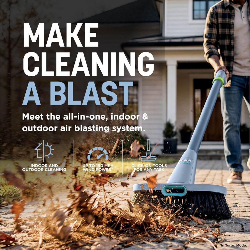 Shark BlastBoss All-in-One Cordless Air Blasting System With BlastBroom - Sky AB2111UKBL