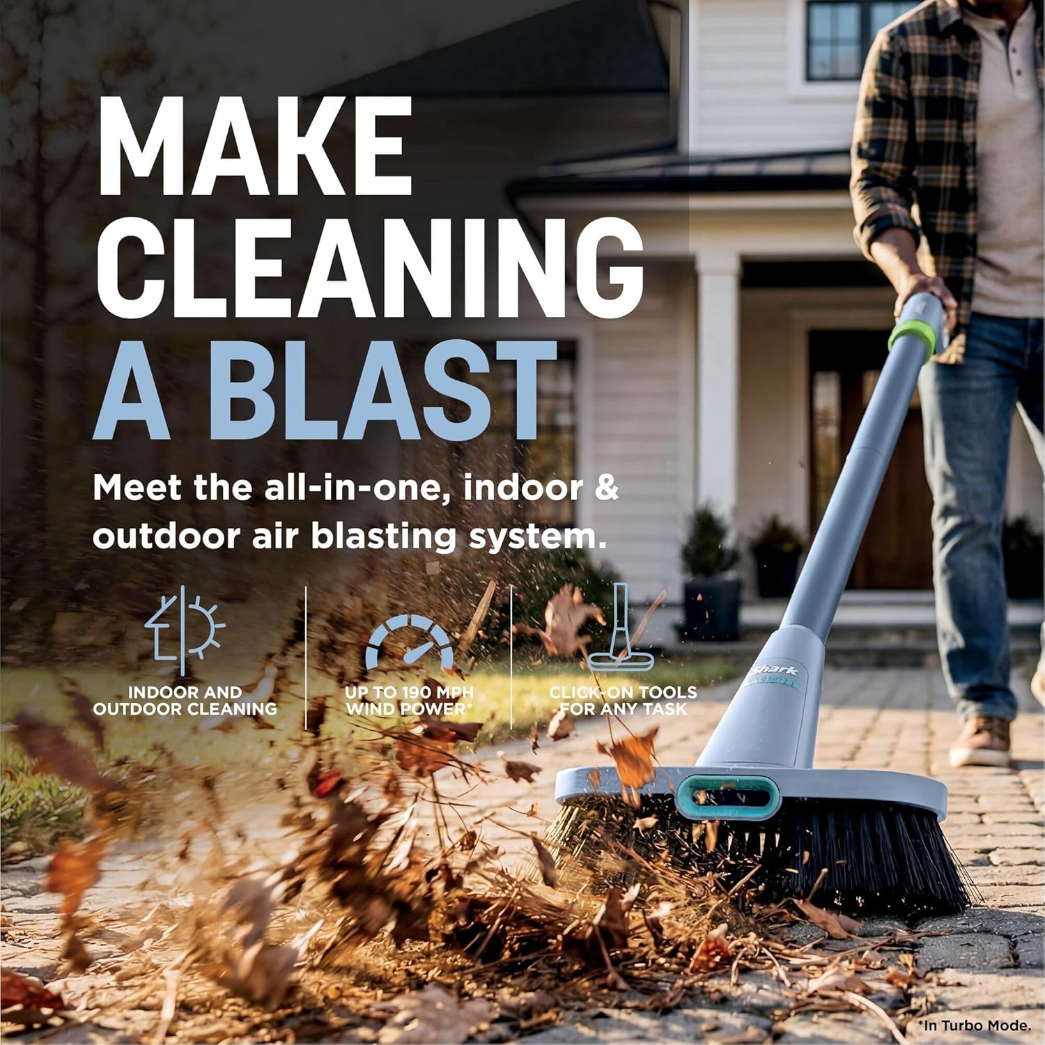 Shark BlastBoss All-in-One Cordless Air Blasting System With BlastBroom - Sky AB2111UKBL