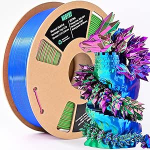 Silk Tri Colour PLA Filament 1.75mm 1kg, Multicolor 3D Printer Filament, Filament 3D Printing Materials for Most FDM 3D Printer, Silk PLA Red Blue Green, Rainbow PLA Filament 1.75mm ± 0.02