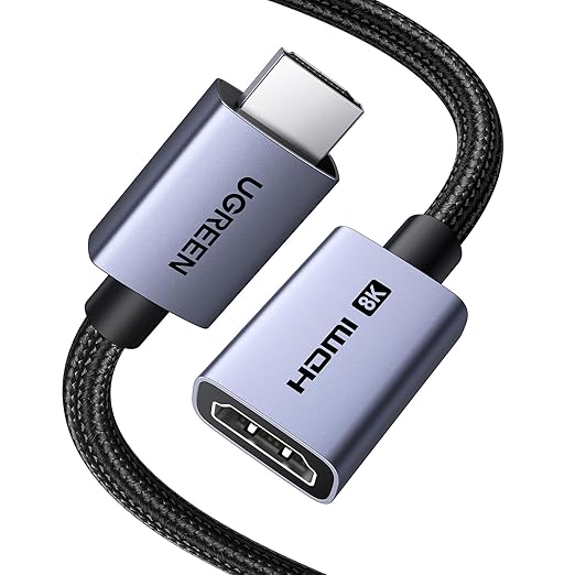 UGREEN HDMI 2.1 Extender 8K@60Hz 4K@240/144/120Hz Extension Cable eARC,2M | Male to Female Adapter,Dolby Atmos/Vision,HDR,48Gbps High Speed,VRR,HDCP 2.3,For TV Stick Streaming Device PS5 Xbox PC Laptop