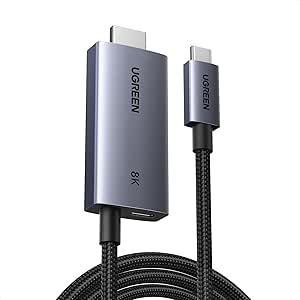 UGREEN USB C to HDMI 2.1 Cable 140W PD Fast Charger 8K@60Hz 4K@240Hz 1440P@360Hz Thunderbolt 5/4/3 Type C HDR Dolby Atmos Adapter Compatible for MacBook Pro/Air M4 M5,Mac Neo,iMac,iPad,Galaxy,XPS(2M)