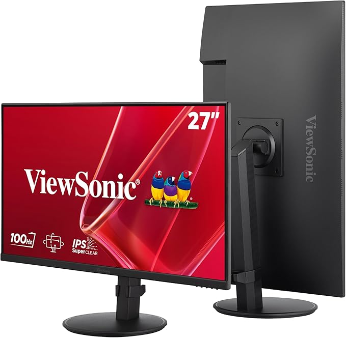 ViewSonic VA2708-HDJ 27 inch Monitor Full HD, 100Hz, 1ms MPRT, IPS, 99% sRGB, Height Adjustable, HDR10, HDMI, VGA, DP, Flicker Free, 2 Years Warranty