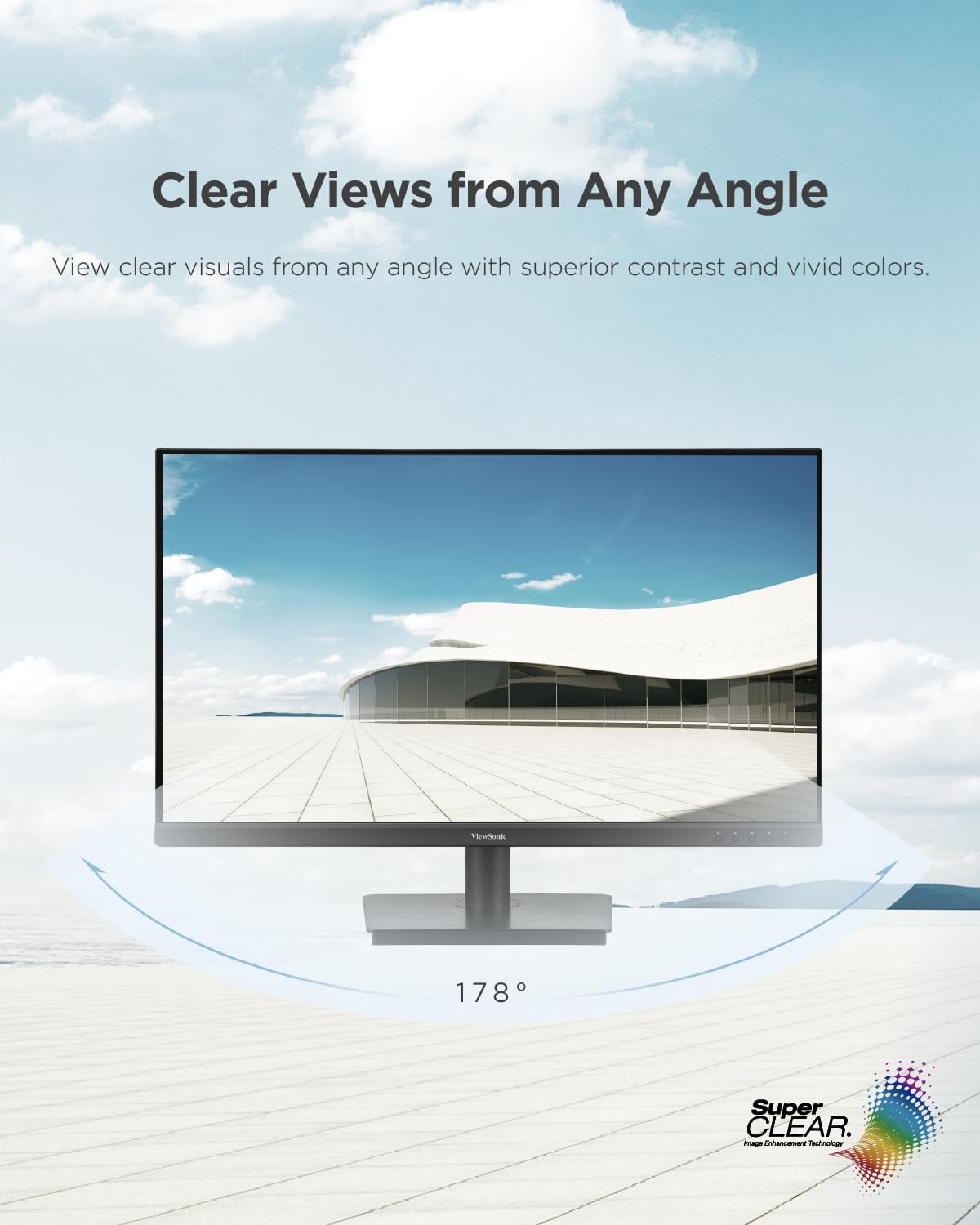 ViewSonic VA3208-4K-HD 32 inch Monitor 4K UHD 3840 x 2160, VA, 104% sRGB, 60Hz, HDR10, Frameless, Flicker Free, 2 x HDMI 2.0, DP, 2 years warranty
