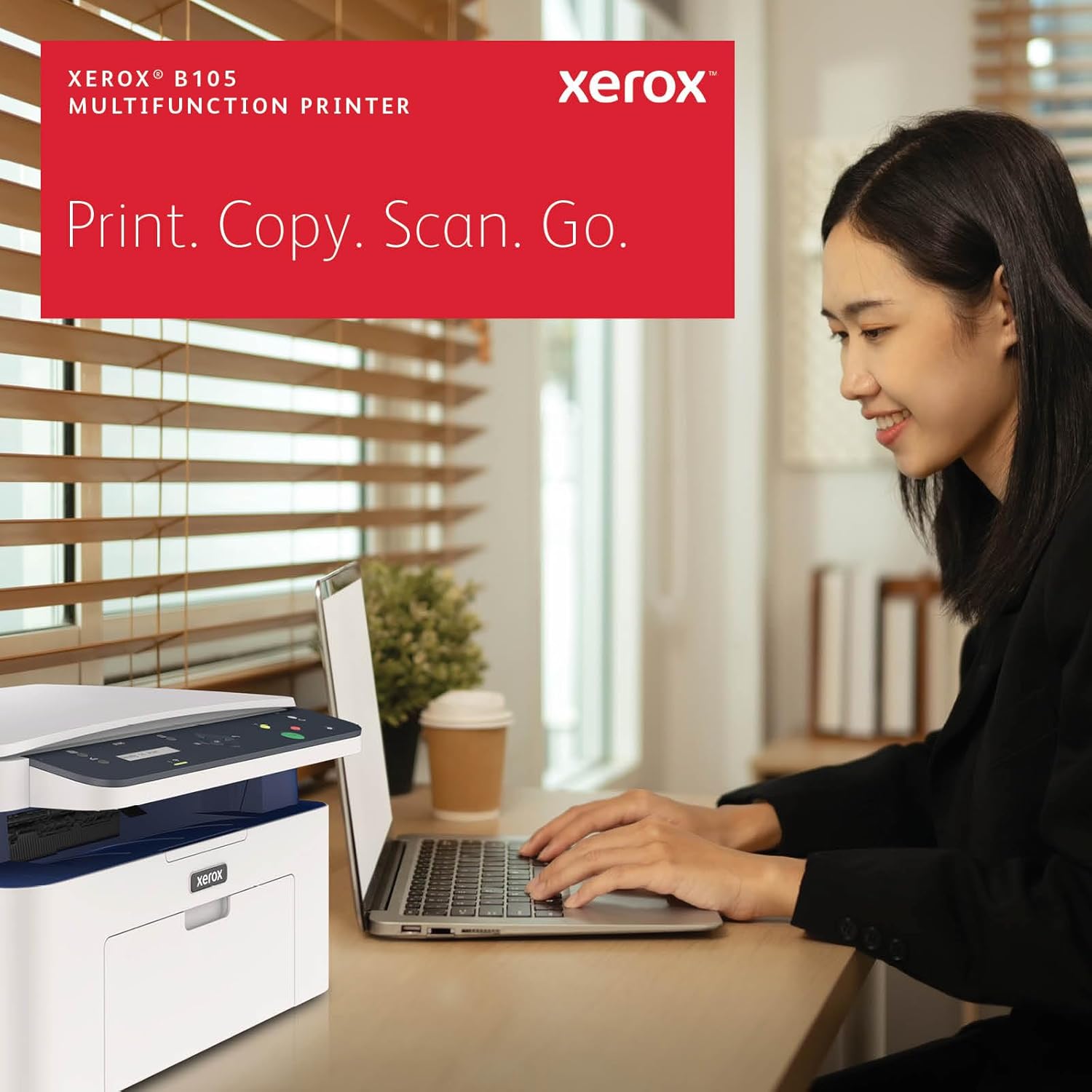 Xerox B105 Multifunction Wireless Printer - Compact Mono Laser All-in-One, Fast 20ppm, Print/Scan/Copy, A4, Desktop Home Office, Small Team, Mobile Ready, Wi-Fi, AirPrint