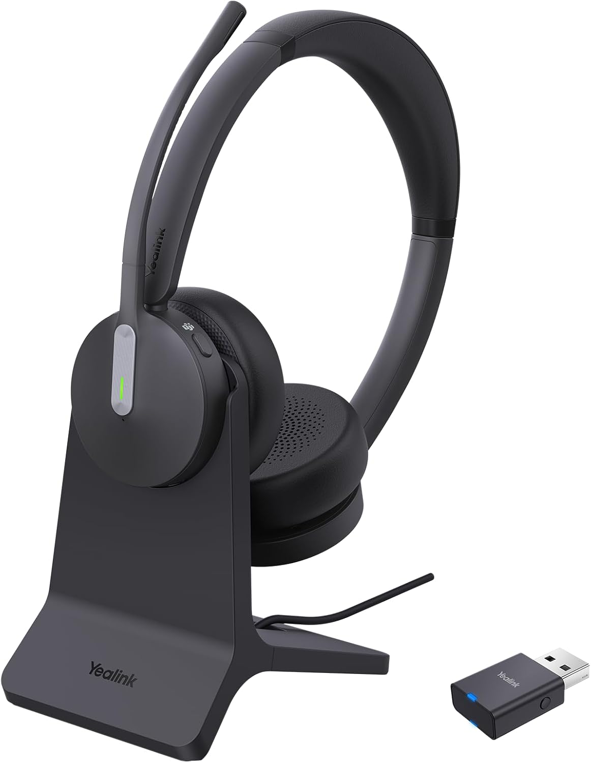Yealink WH64 Hybrid with Stand DECT& Bluetooth Wireless Headset with Mic for Work, Bluetooth Headphones, 3X Mic, 492ft Range,32H Talk Time, Office Portable Stereo On Ear Headsets for PC Laptop