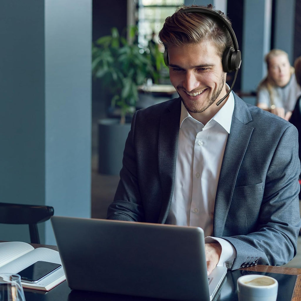 Yealink WH64 Hybrid with Stand DECT& Bluetooth Wireless Headset with Mic for Work, Bluetooth Headphones, 3X Mic, 492ft Range,32H Talk Time, Office Portable Stereo On Ear Headsets for PC Laptop